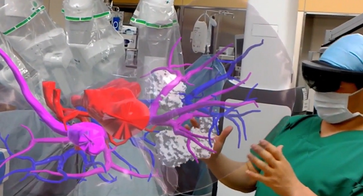 Hololens used to help a doctor perform surgery.